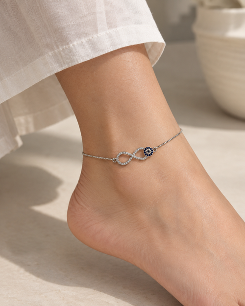 Evil eye infinity anklet