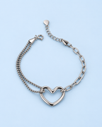 Silver Heart Link Bracelet