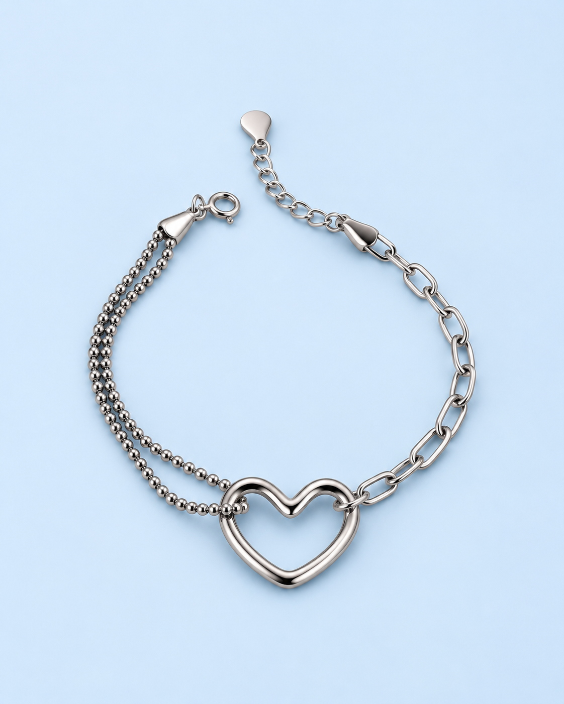 Silver Heart Link Bracelet