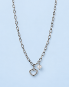 Open Heart Pearl Charm Necklace
