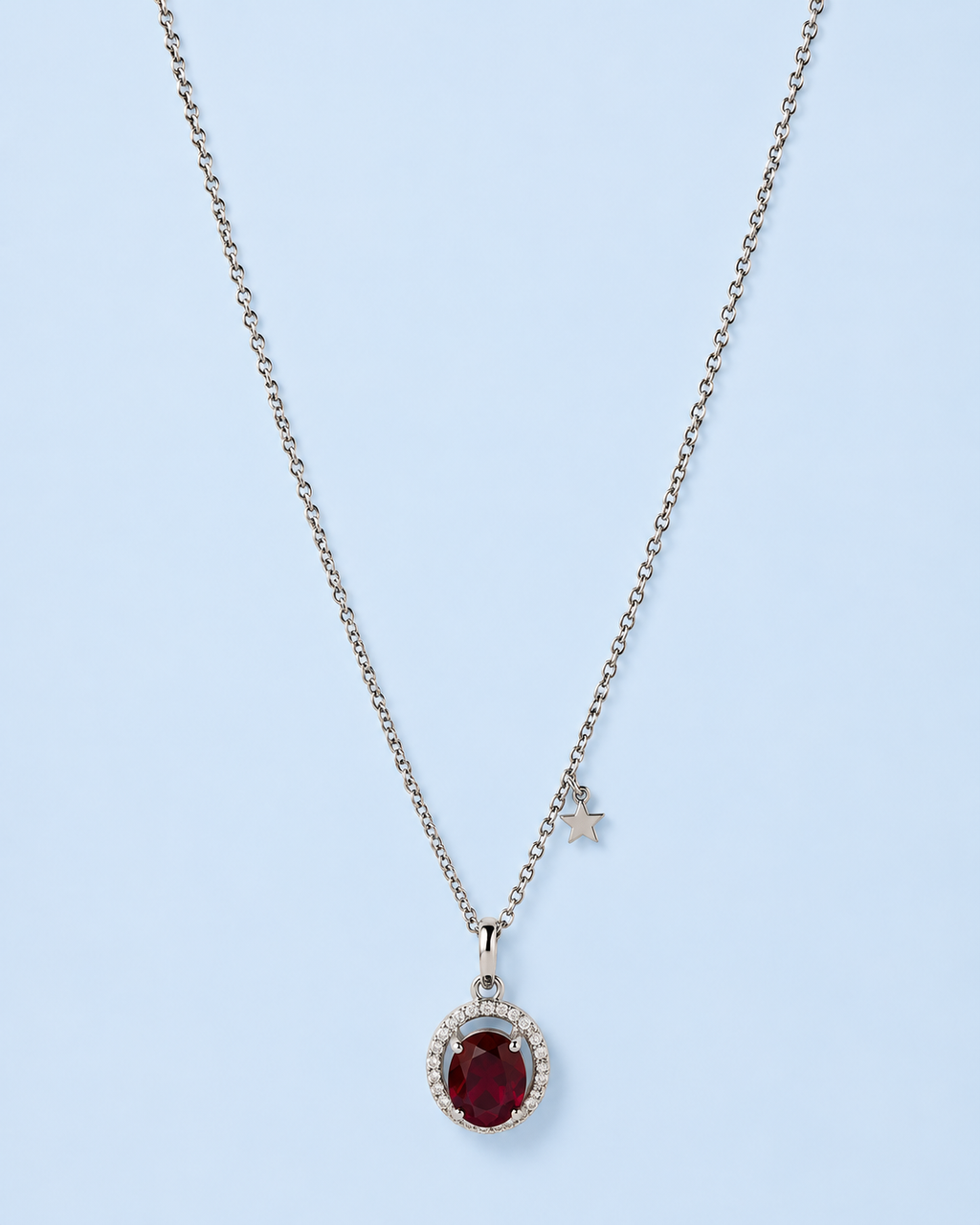 Ruby Halo Pendant Necklace