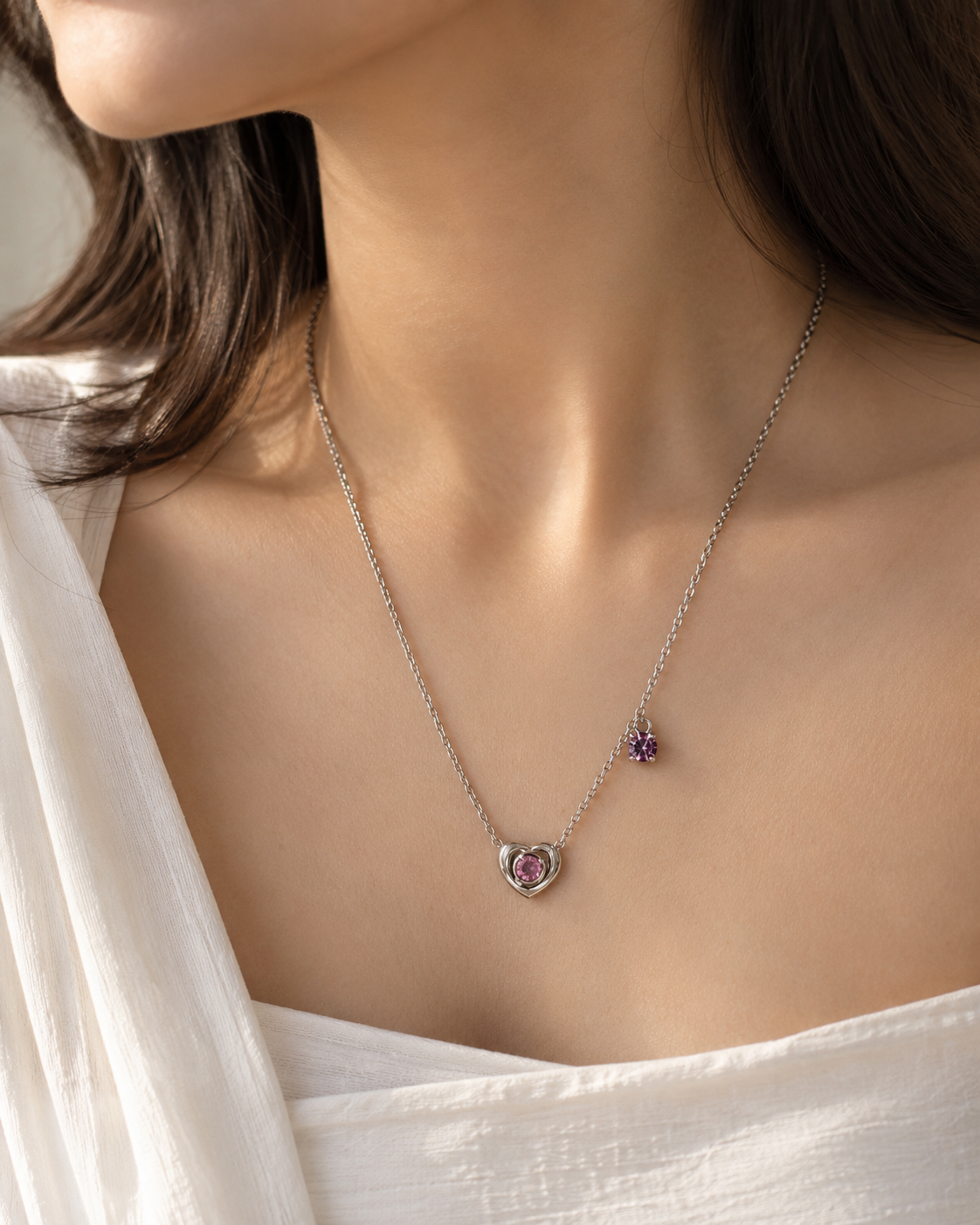Pink Heart Accent Necklace