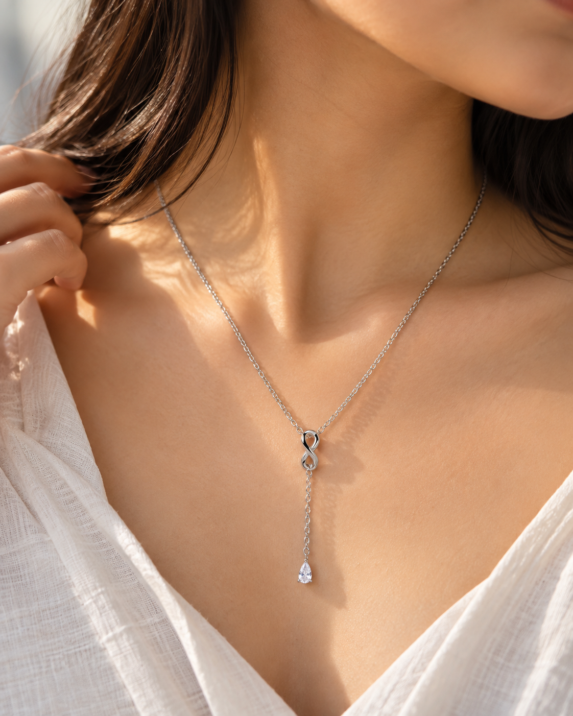 Crystal Infinity Drop Necklace