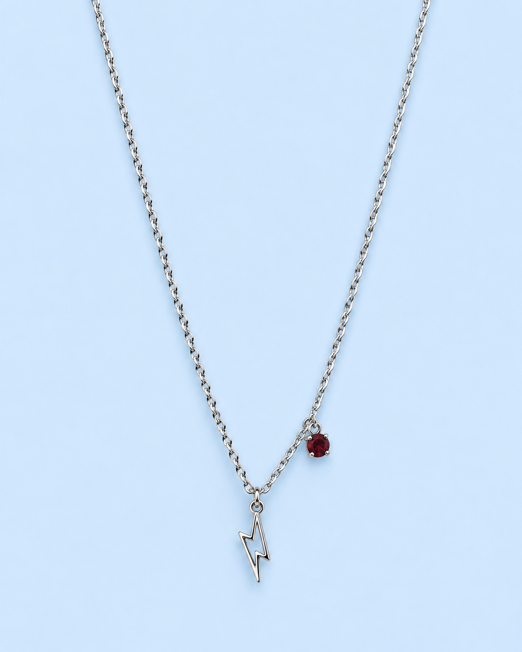 Ruby Bolt Charm Necklace