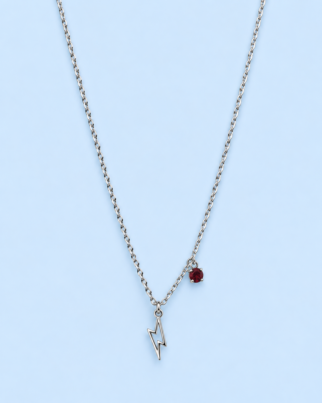 Ruby Bolt Charm Necklace