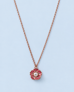 Pink Enamel Flower Pearl Necklace
