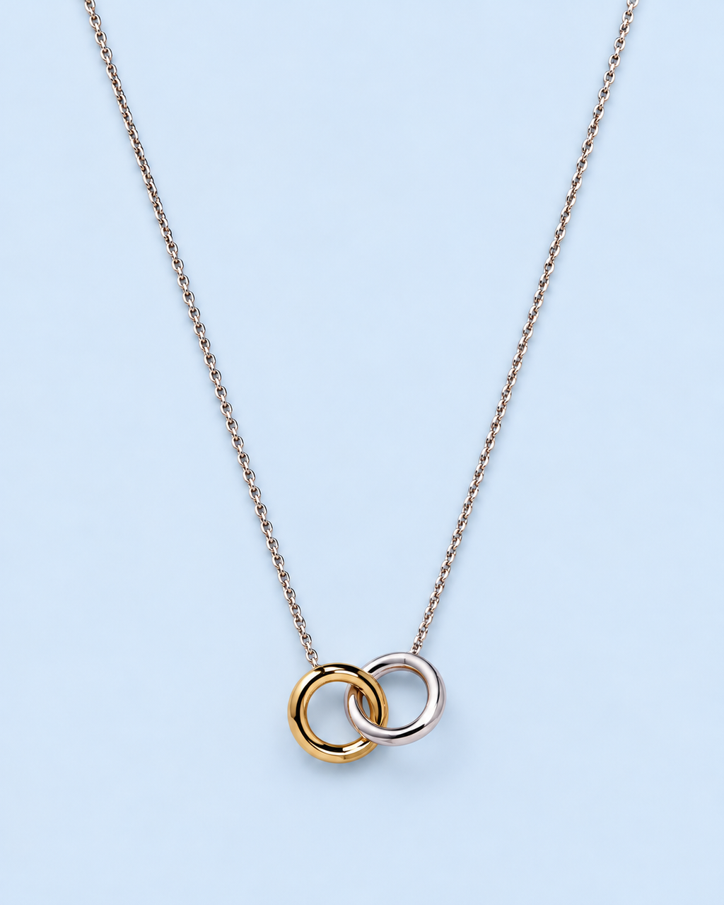 Two-Tone Interlocking Circles Necklace