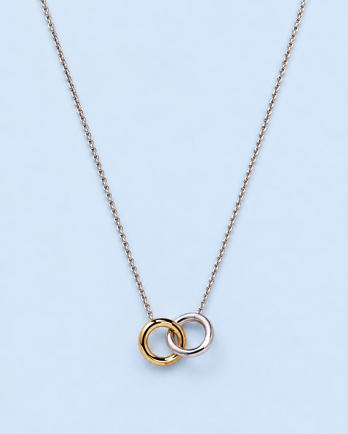 Two-Tone Interlocking Circles Necklace