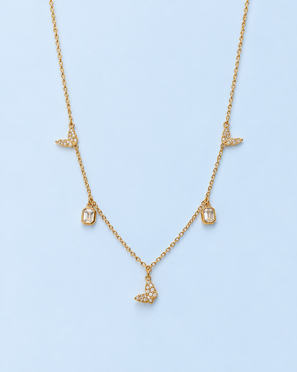 Golden Butterfly Station Necklace