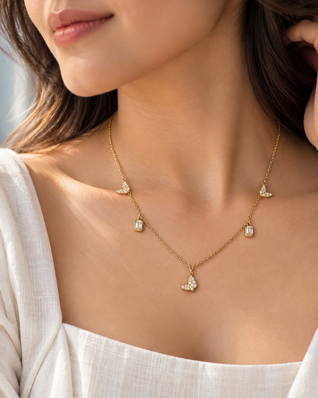 Golden Butterfly Station Necklace