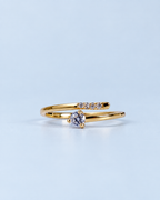 Golden Double-Line Sparkle Ring