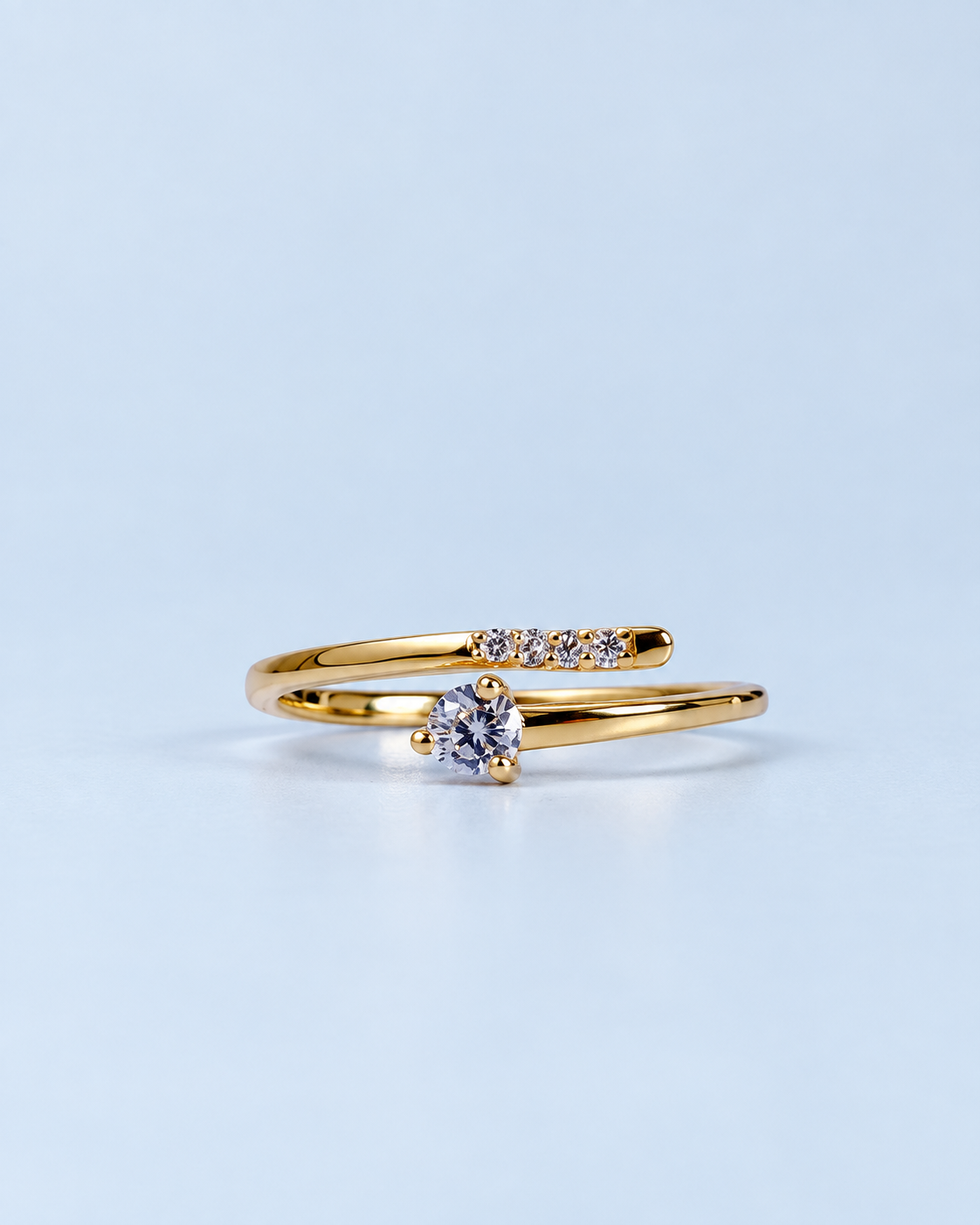 Golden Double-Line Sparkle Ring