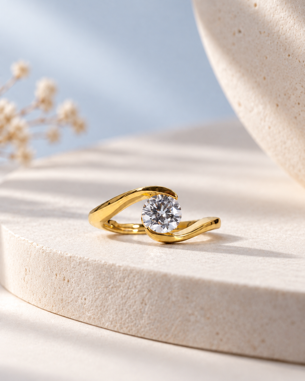 Golden Embrace Solitaire Ring
