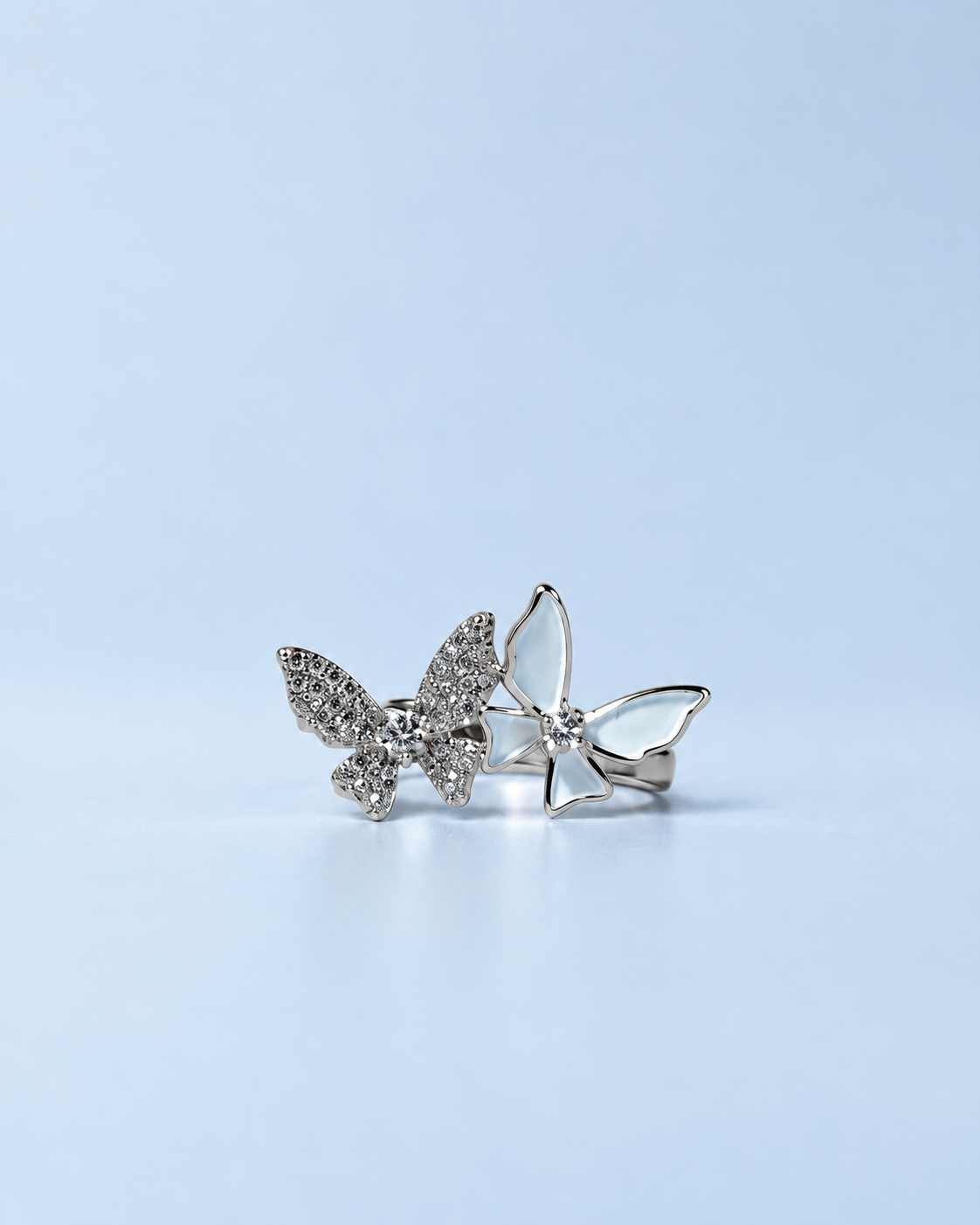 Sparkling Butterfly Silver Ring